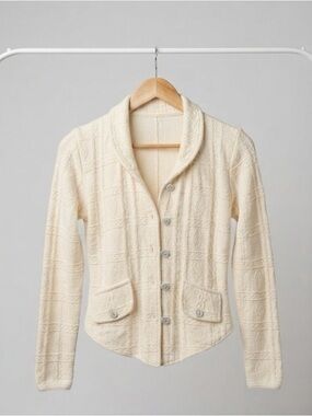 Vintage Vasco Designs Cream Cardigan – 100% Cotton – Made in Peru – Size Small